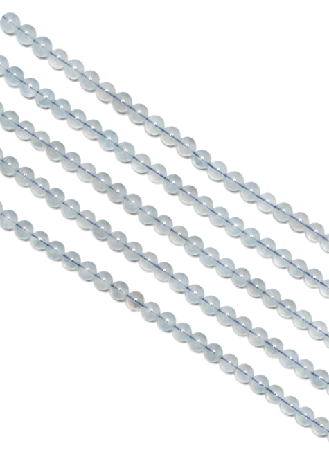 Perles Rondes sur Fil Aigue-Marine A 4-5mm