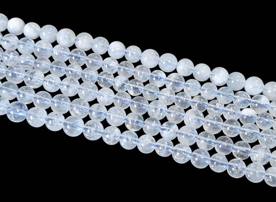 Perles Rondes sur Fil Aigue-Marine A 4-5mm chez Arabesk