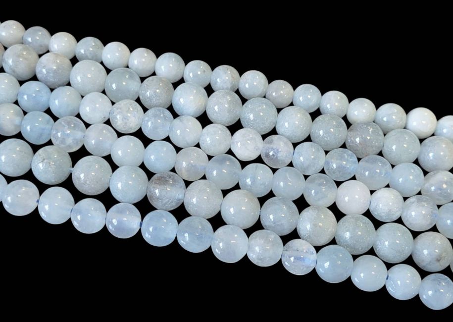 Perles Rondes sur Fil Aigue Marine A 5–6 mm chez Arabesk