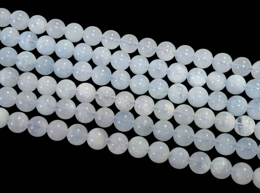 Perles Rondes sur Fil Aigue-Marine AA 6-7mm chez Arabesk