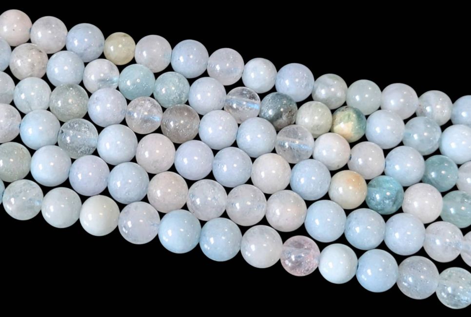 Aigue Marine multicolore perles 6mm sur fil 40cm chez Arabesk