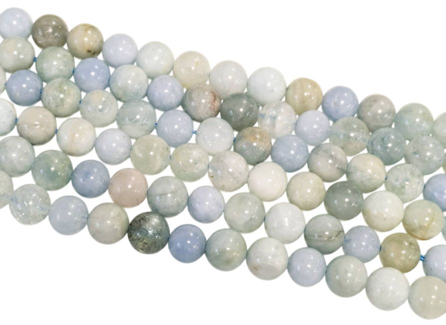 Aigue Marine multicolore perles 8-9mm sur fil 40cm chez Arabesk