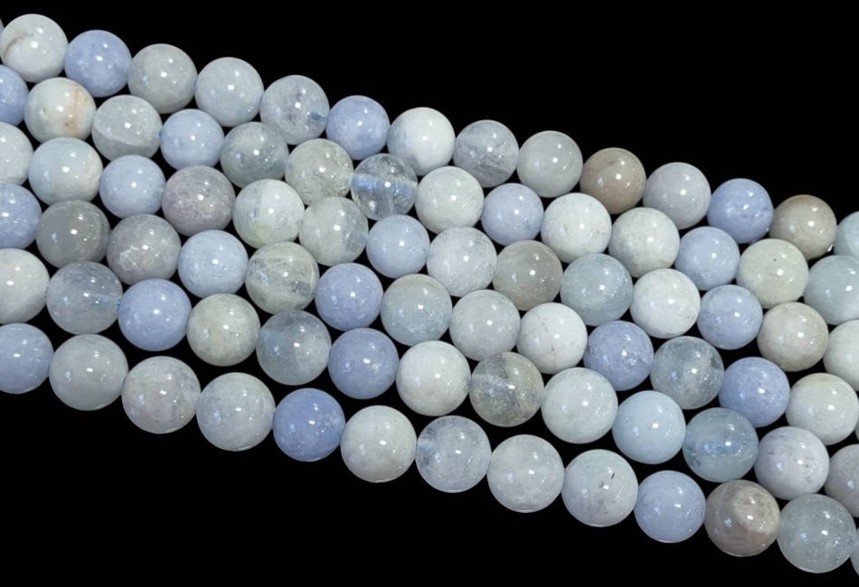 Aigue Marine multicolore perles 8-9mm sur fil 40cm chez Arabesk