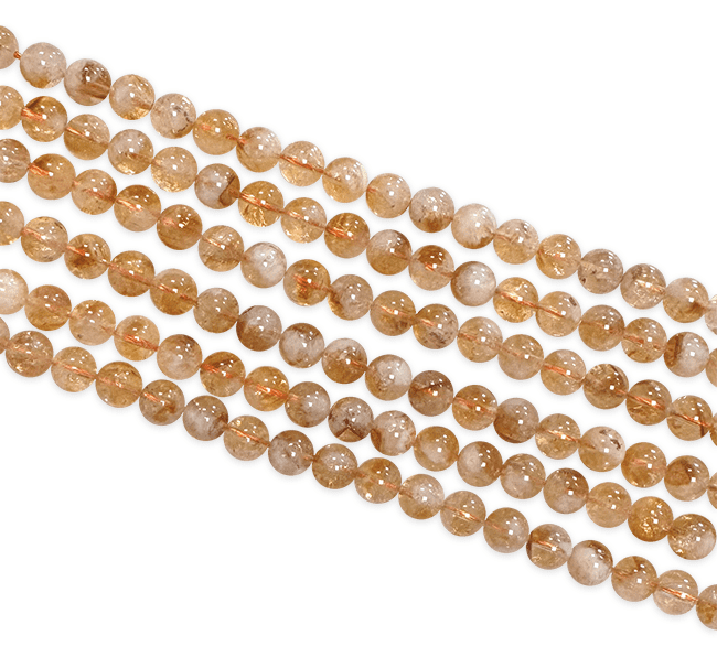 Citrine Chauffée A perles 10mm sur fil 40cm