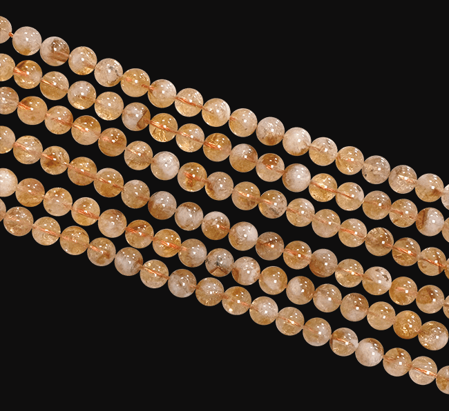 Citrine Chauffée A perles 6mm sur fil 40cm