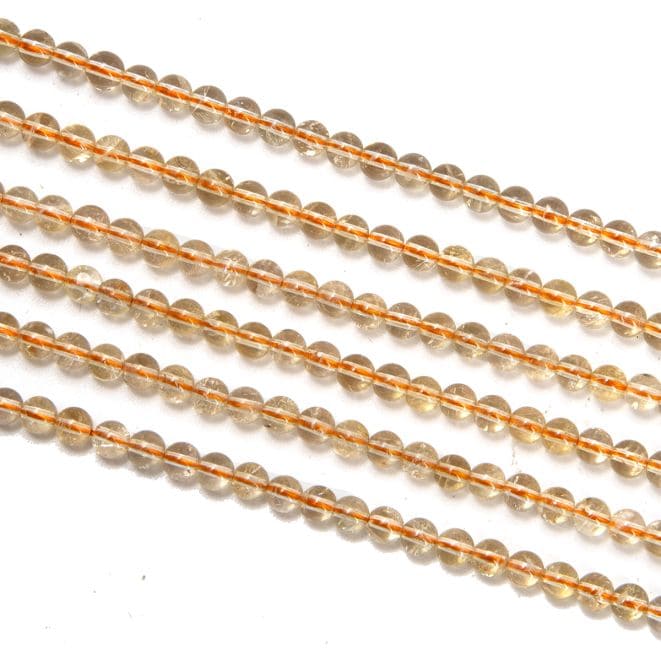 Citrine Naturelle A perles 4mm sur fil 40cm