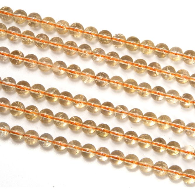 Natürliche Citrin A Perlen 6mm auf 40cm Faden
