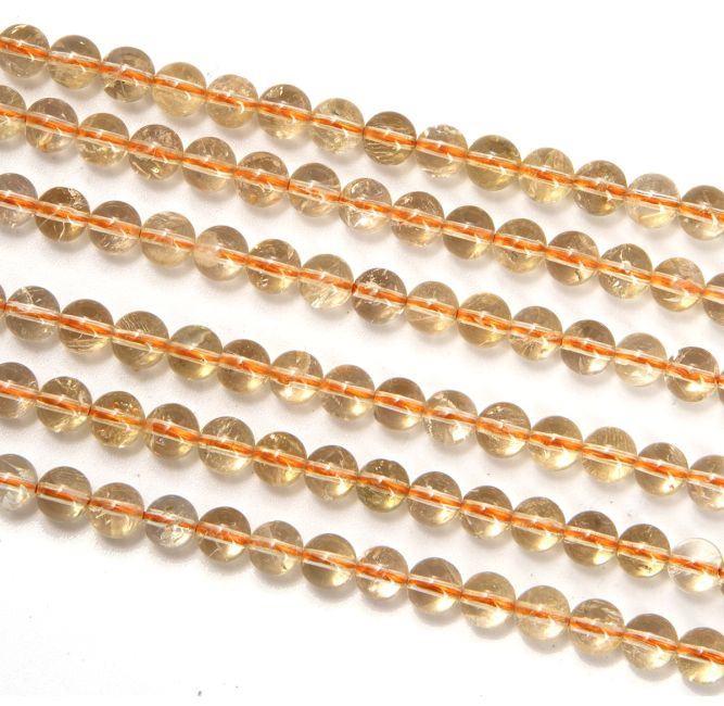 Perles Rondes sur Fil Citrine Naturelle A 6-7mm chez Arabesk