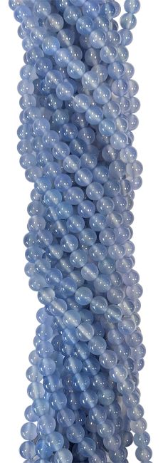 Calcédoine bleue A perles 6mm sur fil 40cm