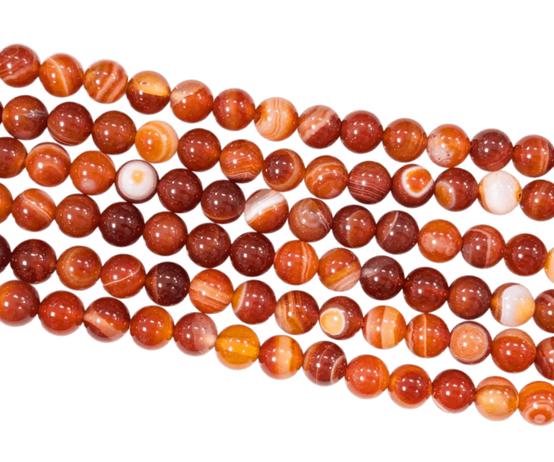 Cornaline Rubanée A perles 6mm sur fil 40cm chez Arabesk