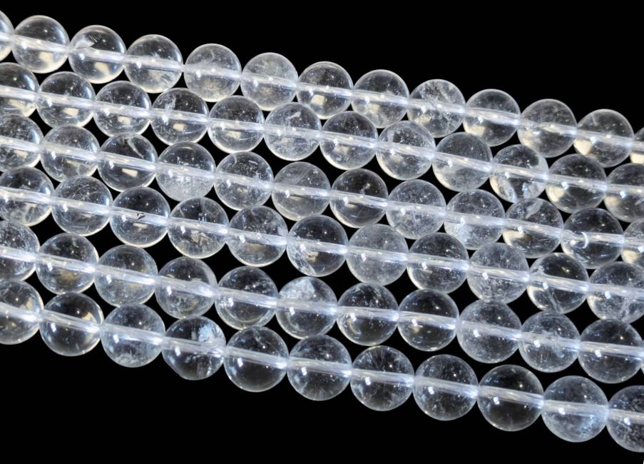 Cristal de roche perles 10mm sur fil 40cm chez Arabesk