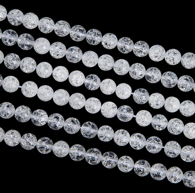 Bergkristall Riss-Perlen 6mm auf 40cm Faden