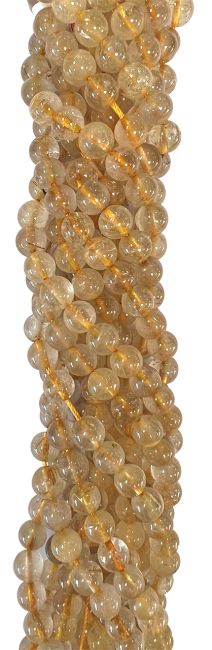 Cristal de Roche Rutile A+ perles 6mm sur fil 40cm