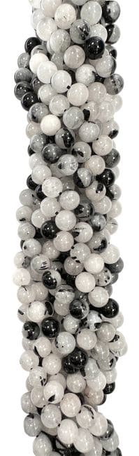 Cristal de roche Tourmaline A perles 6mm sur fil 40cm