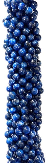 Cyanite Bleue Chauffée AA  perles 8mm sur fil 40cm