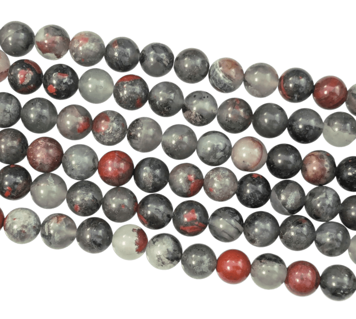Perles Rondes sur Fil Jaspe Héliotrope Bloodstone A 10mm chez Arabesk