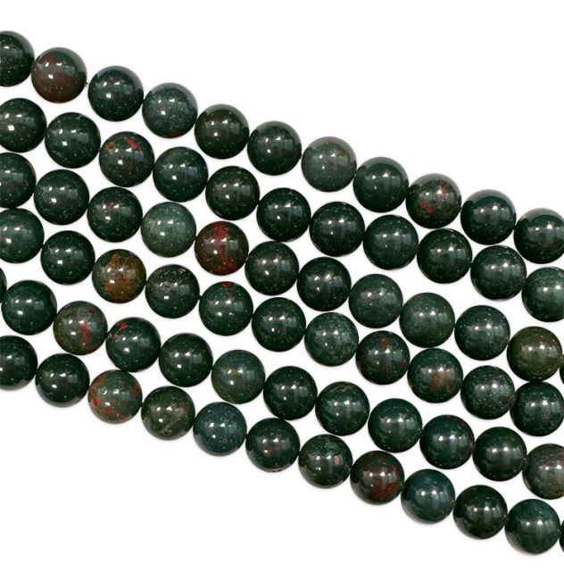 Jaspe héliotrope Bloodstone perles 10mm sur fil 40cm