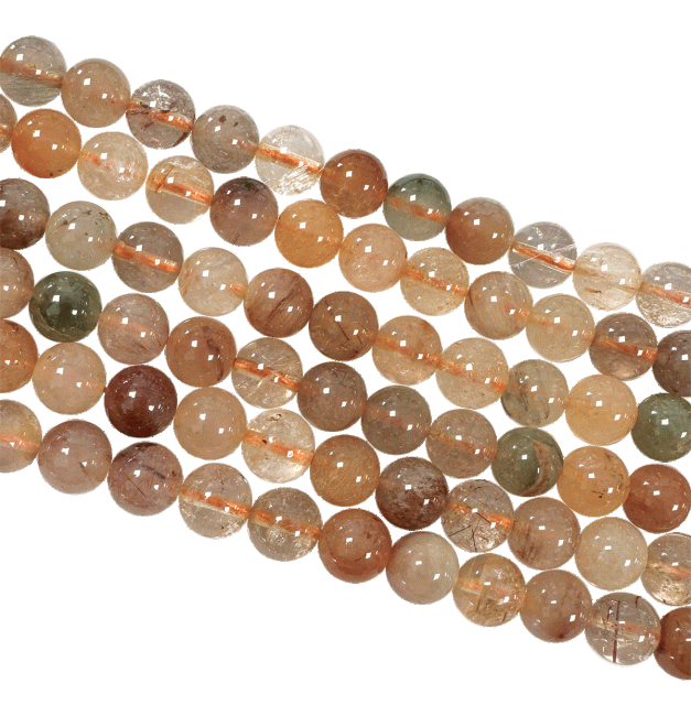 Cristal de Roche Rutile Multicolore perles A 8mm sur fil 40cm