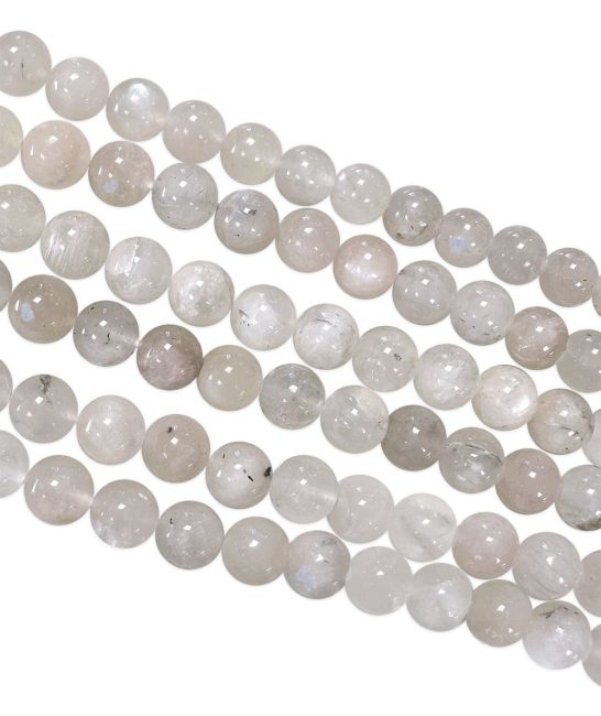 Weißer Mondstein Peristerit-Perlen 6 mm auf einem 40 cm langen Faden