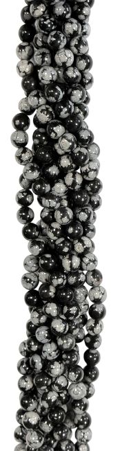 Obsidienne Flocon de Neige perles 6mm sur fil 40cm