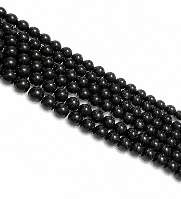 Perles Rondes sur Fil Obsidienne Noire A 6mm chez Arabesk