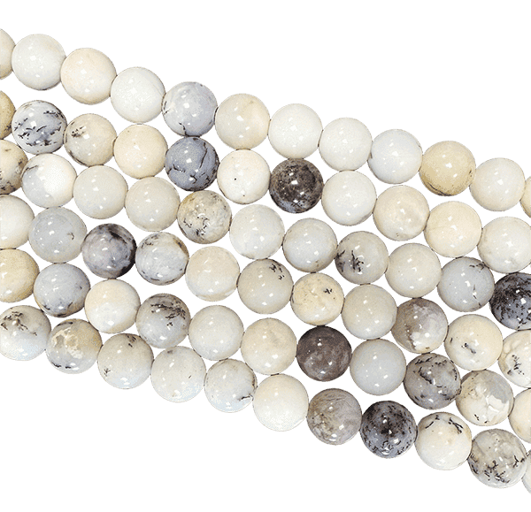 Opale Dendrite perles 6mm sur fil 40cm