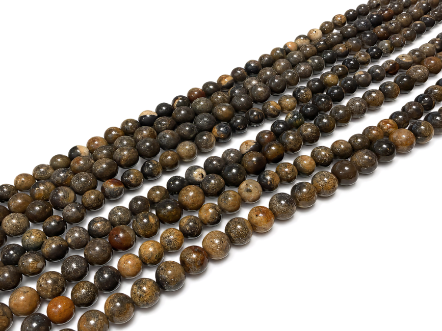 Perles Rondes sur Fil Opale Noire AB 5-6 mm