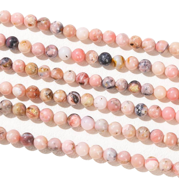 Opale Rose perles 8mm sur fil 40cm