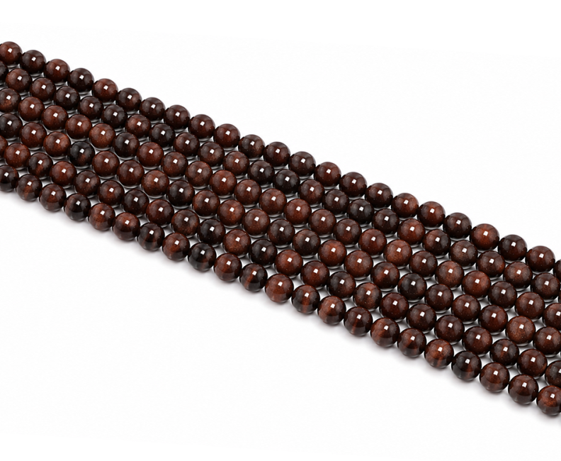 Perles Rondes sur Fil Œil de Taureau AB 6mm