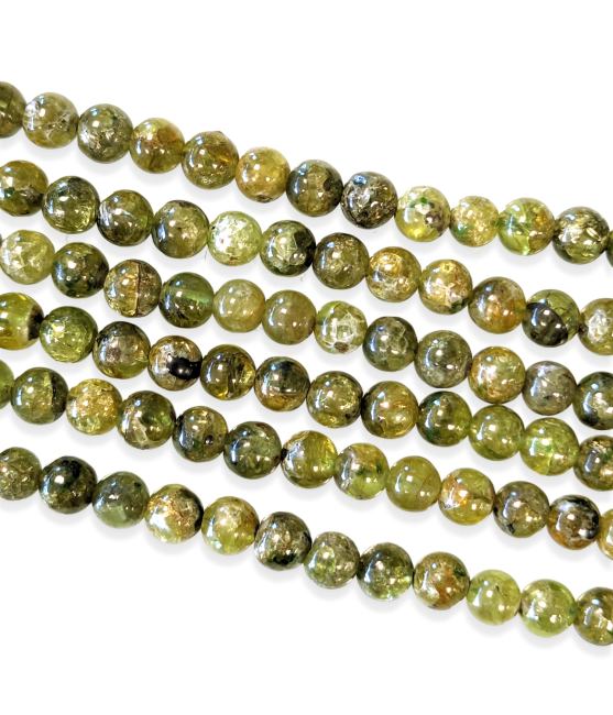 Péridot perles 5-6mm sur fil 40cm