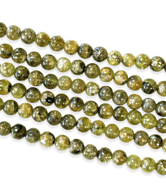 Péridot perles 5-6mm sur fil 40cm