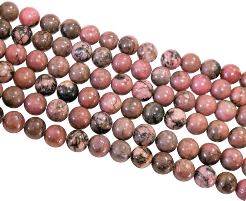 Rhodonite perles 8mm sur fil 40cm