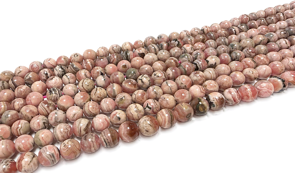 Perles Rondes sur Fil Rhodochrosite d’Argentine A 6 mm