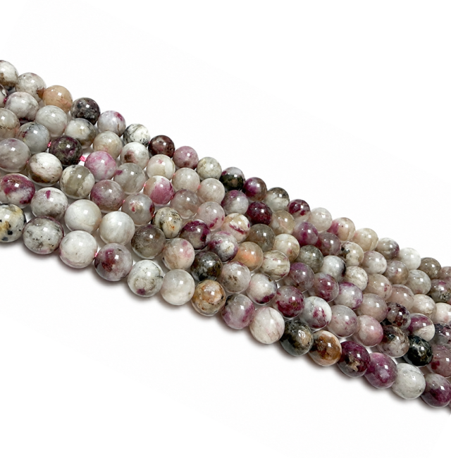 Perles Rondes sur Fil Tourmaline Rose A 6-7mm chez Arabesk