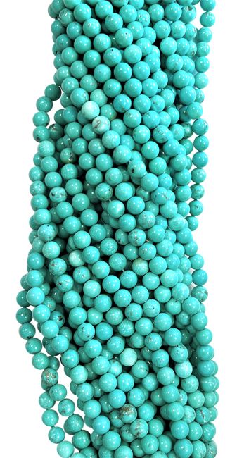 Turquénite Howlite naturelle teintée A perles 10mm sur fil 40cm
