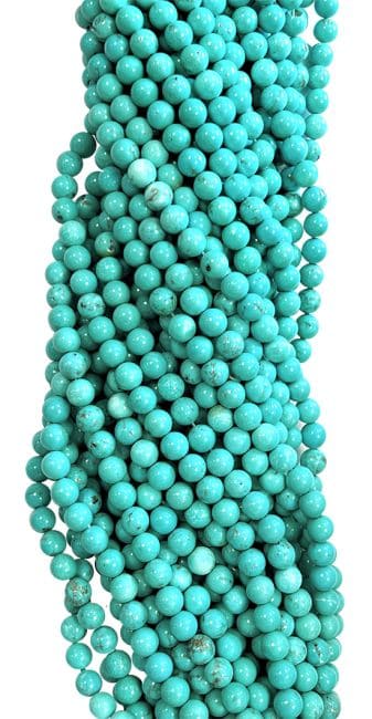 Turquénite Howlite naturelle teintée A perles 4mm sur fil 40cm