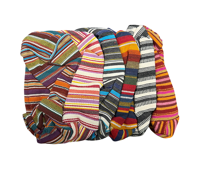 Trousse indienne en coton rayé – Pack de 6 couleurs assorties chez Arabesk|fr