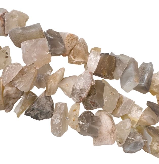 Botswana-Achat-Rohsteine A, 13–20 mm, auf 40 cm langer Schnur