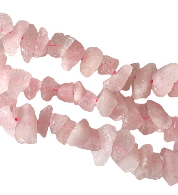 Quartz Rose A Pierres Brutes 13-20mm sur fil 40cm