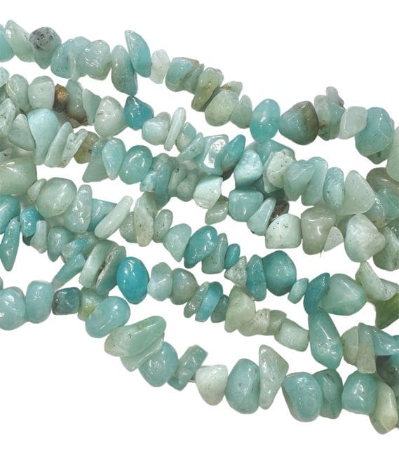 Amazonite A chips 5-8mm sur fil 80cm