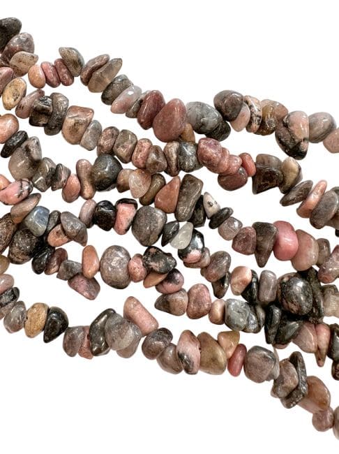 Rhodonite chips 3-8mm sur fil 80cm