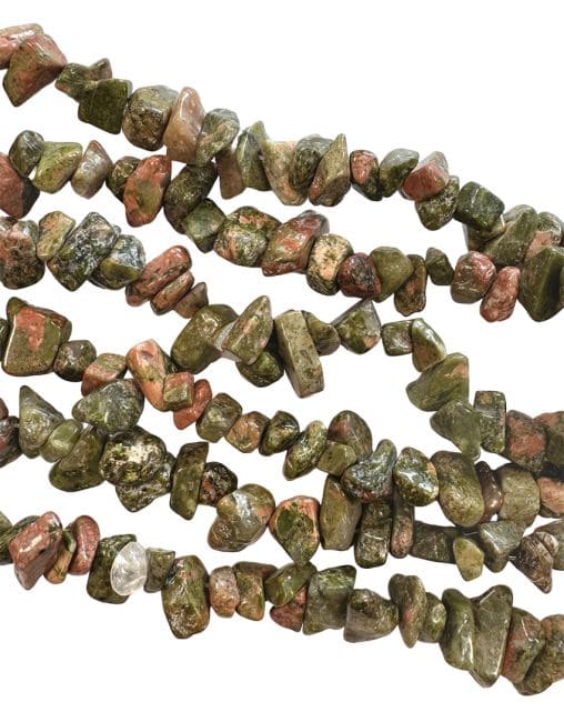 Unakite chips 3-8mm sur fil 80cm