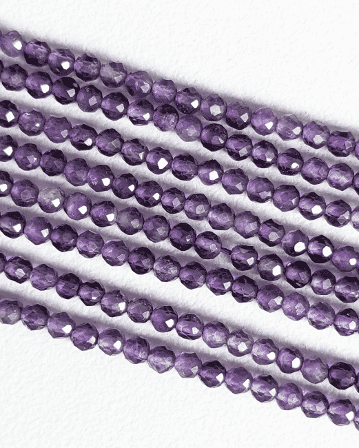 Amethyste Facettée AA perles 3mm sur fil 40cm