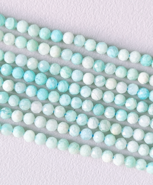 Amazonite Facettée AA perles 3-4mm sur fil 40cm