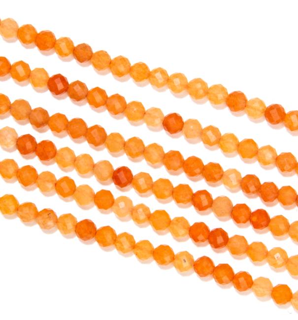 Aventurine Orange Facettée A perles 3mm sur fil 40cm