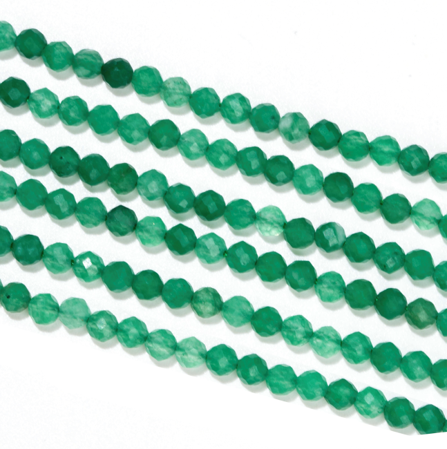 Facettierter grüner Aventurin A 3 mm Perlen auf 40 cm Draht
