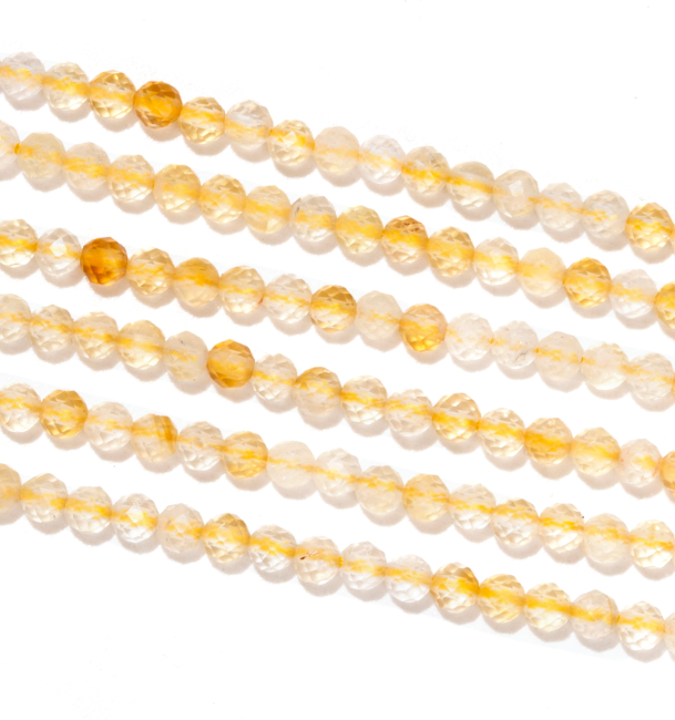 Facettierter natürlicher Citrin A 3 mm Perlen auf 40 cm Draht