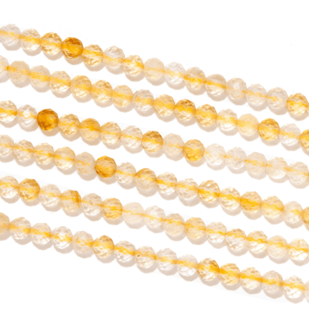 Citrine Naturelle Facettée A perles 3mm sur fil 40cm