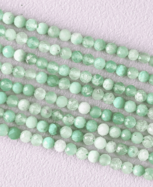 Chrysoprase Facettée AA+ perles 3mm sur fil 40cm