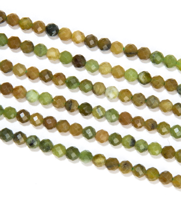 Jade Nephrit Kanada Facettierte A 3mm Perlen auf 40cm Draht